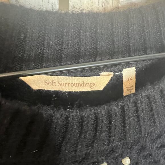 SOFT SURROUNDINGS Women's PLUS 2X Noemi Cable Knit Sweater Pearl Embossed Black - Picture 9 of 13